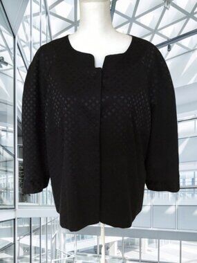 Covington Woman Black Basketweave Pattern Lined Jacket  ✨Size 16-18W✨